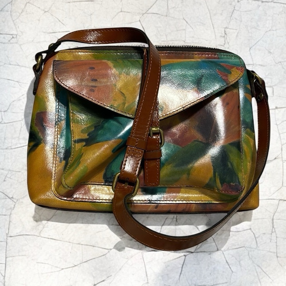 Patricia Nash Unique Color  Italian Leather Crossbody Shoulder Bag Purse Multi
